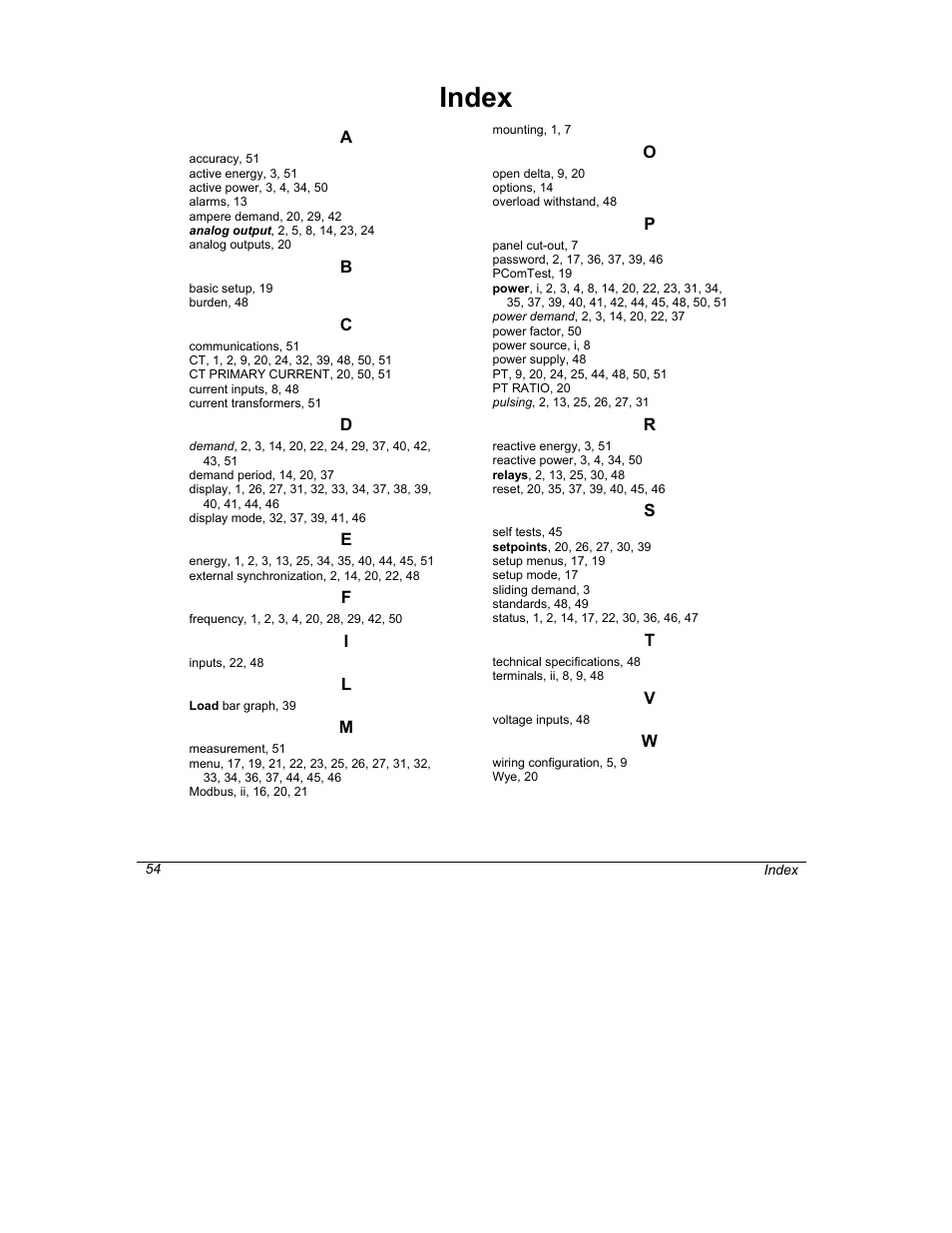 Index | SATEC C191HM User Manual | Page 63 / 63