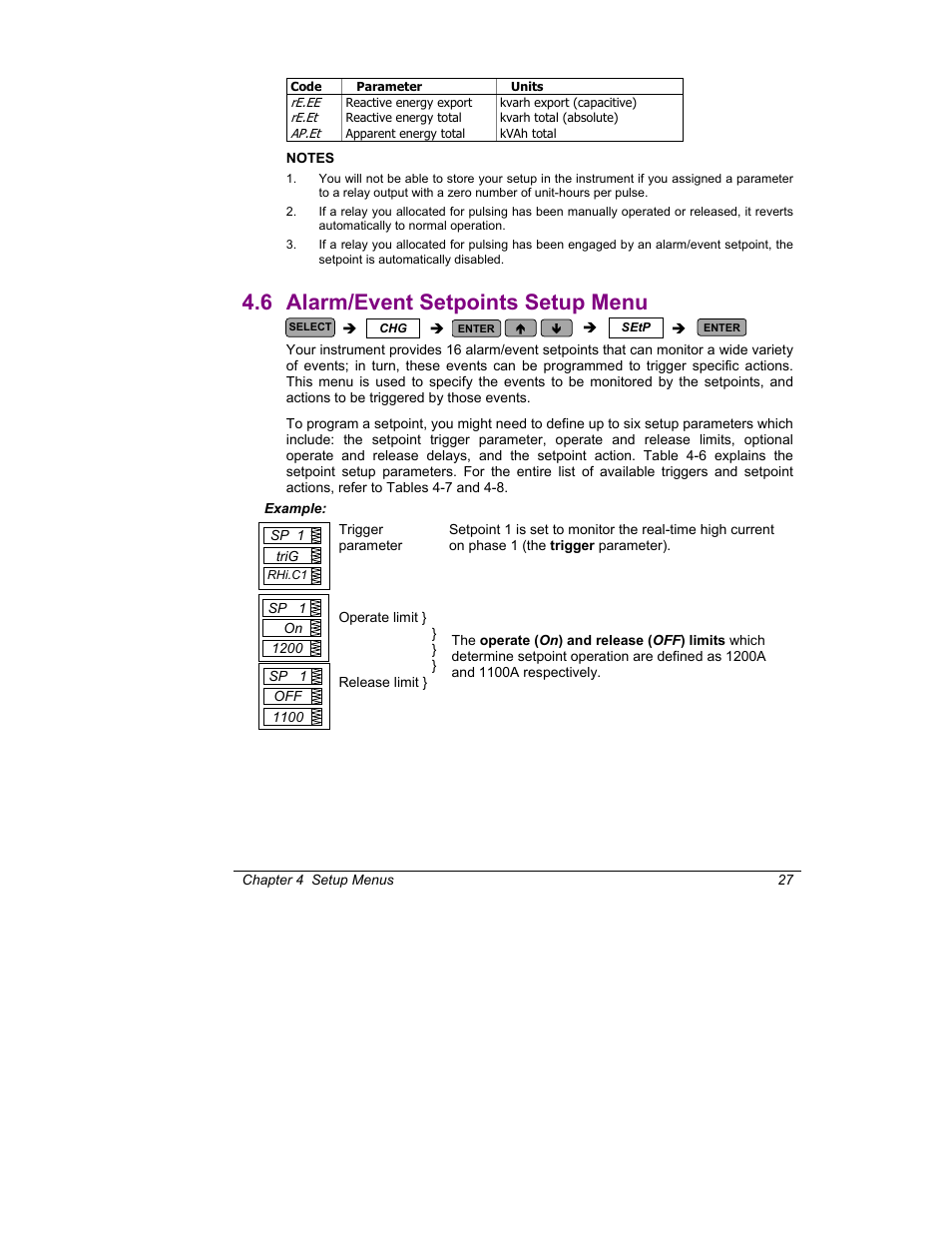 Alarm/event setpoints setup menu, 6 alarm/event setpoints setup menu | SATEC C192PF8-RPR User Manual | Page 32 / 75