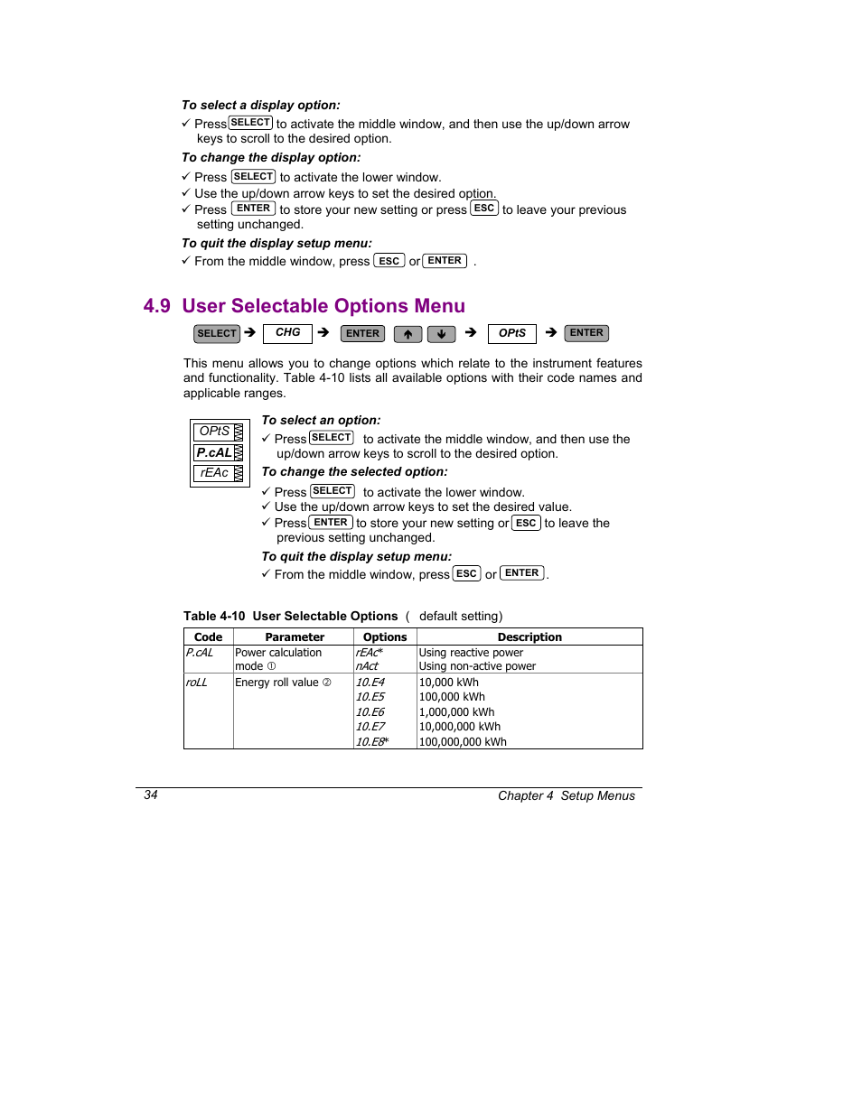 9 user selectable options menu | SATEC C192PF8-RPR User Manual | Page 39 / 75