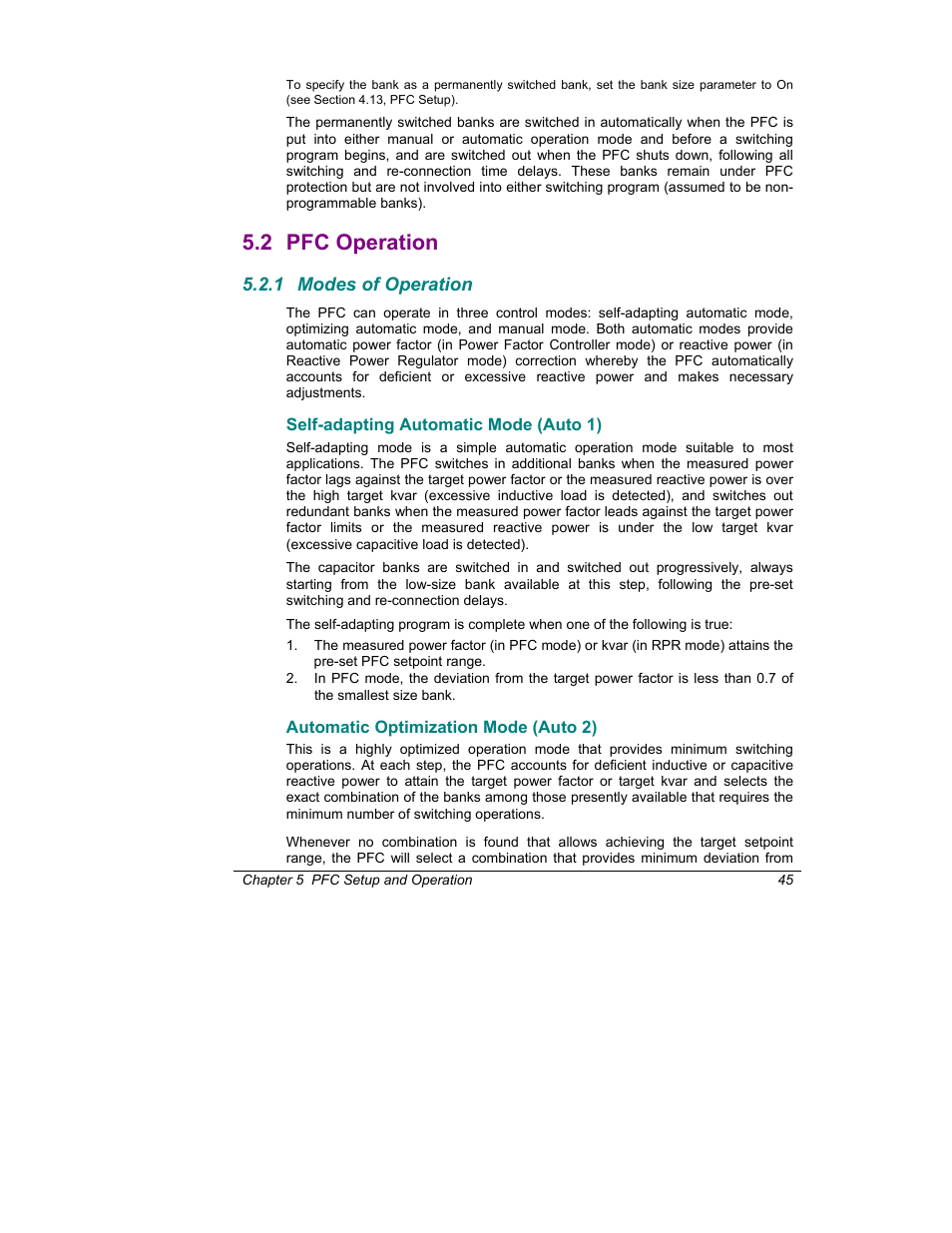 Pfc operation, 2 pfc operation | SATEC C192PF8-RPR User Manual | Page 50 / 75