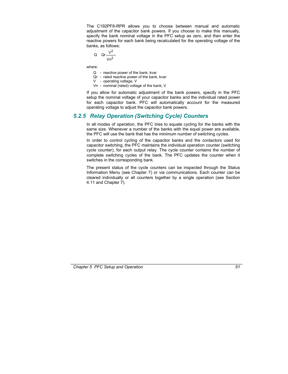 5 relay operation (switching cycle) counters | SATEC C192PF8-RPR User Manual | Page 56 / 75