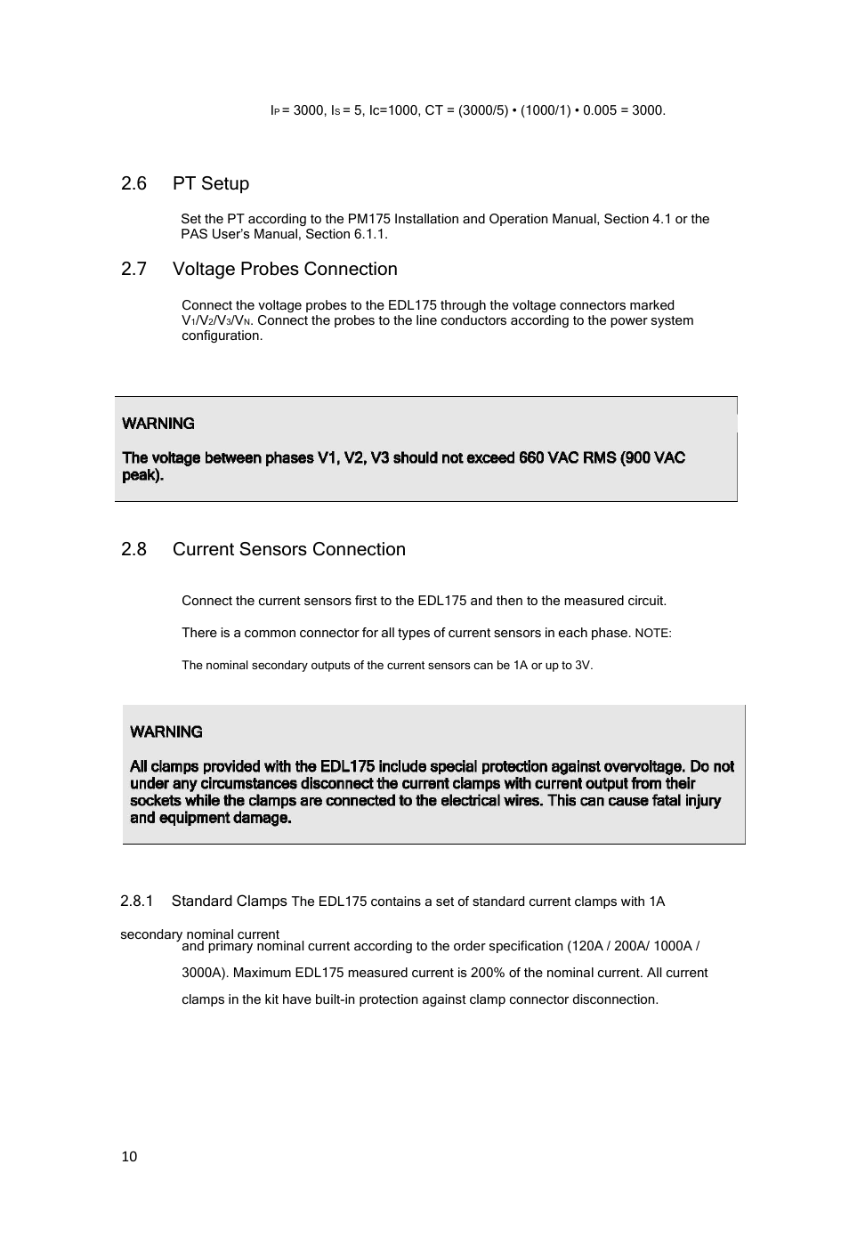 6 pt setup, 7 voltage probes connection, 8 current sensors connection | SATEC EDL175 User Manual | Page 10 / 23