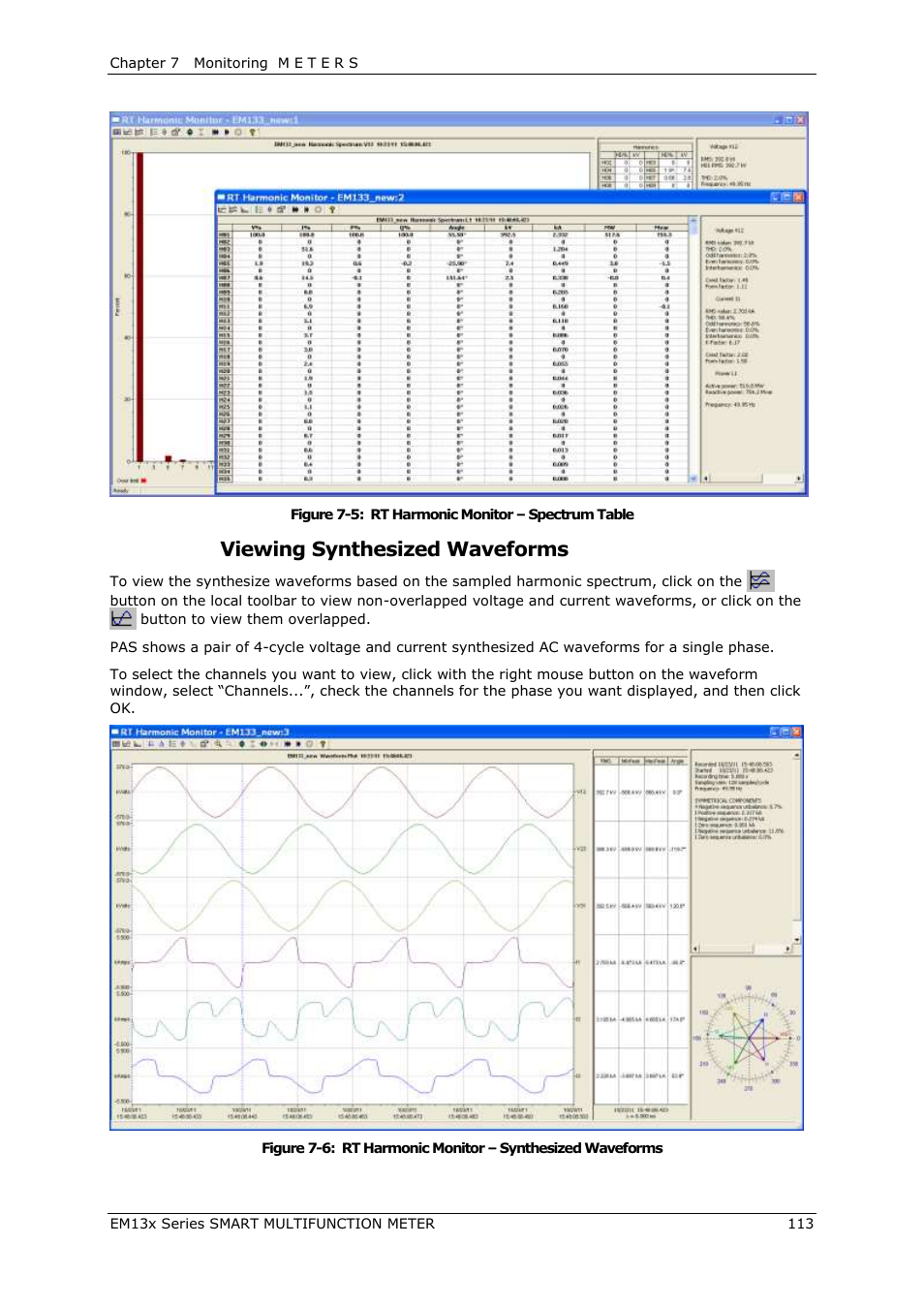 Viewing synthesized waveforms | SATEC EM132-133 Manual User Manual | Page 113 / 152