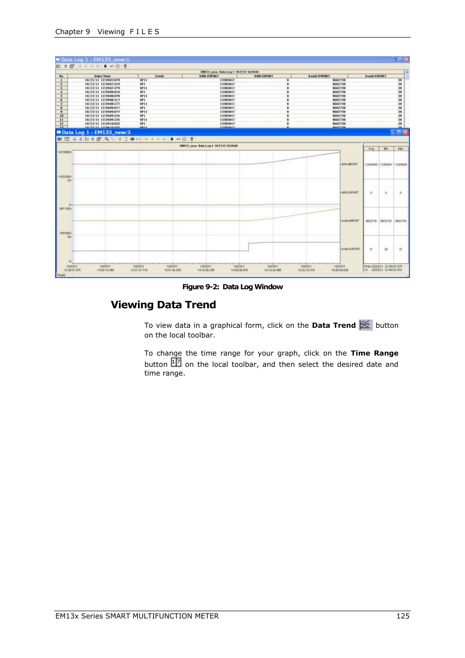 Viewing data trend | SATEC EM132-133 Manual User Manual | Page 125 / 152