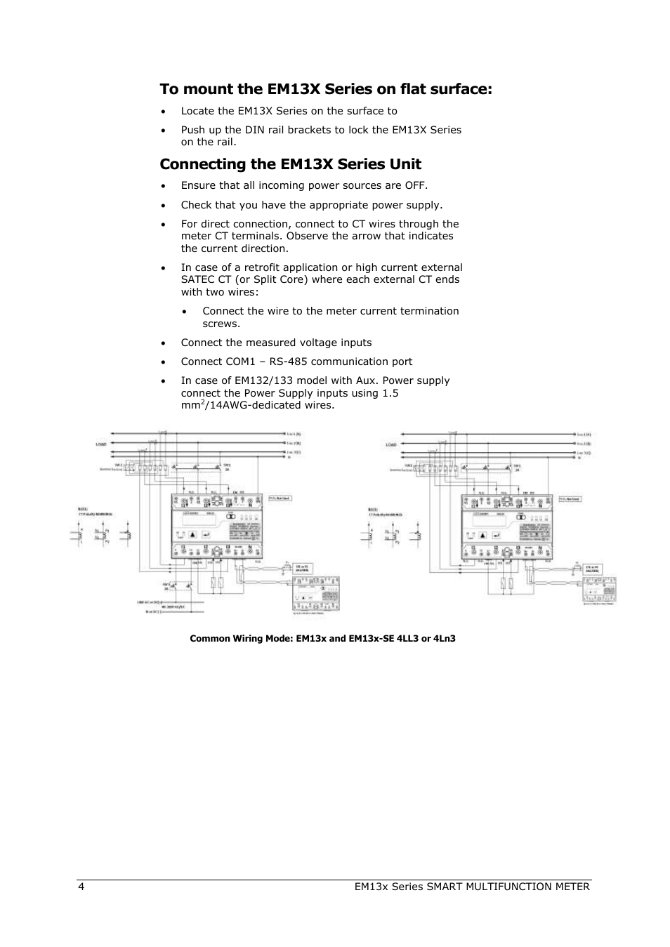 Connecting the em13x series unit | SATEC EM132-133 Manual User Manual | Page 4 / 152