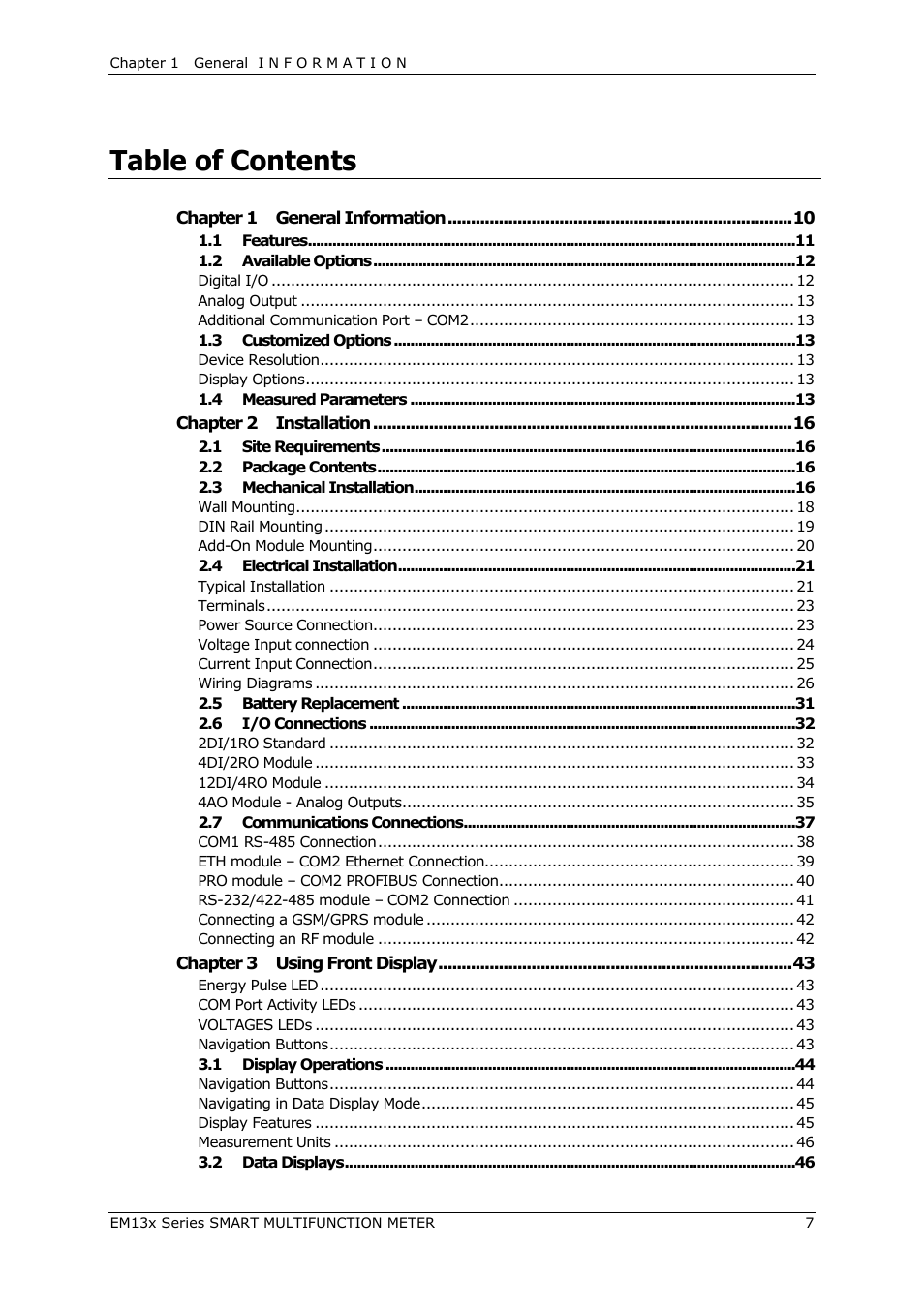 SATEC EM132-133 Manual User Manual | Page 7 / 152