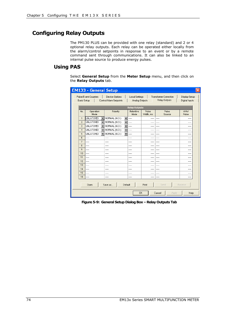 Configuring relay outputs, Using pas | SATEC EM132-133 Manual User Manual | Page 74 / 152