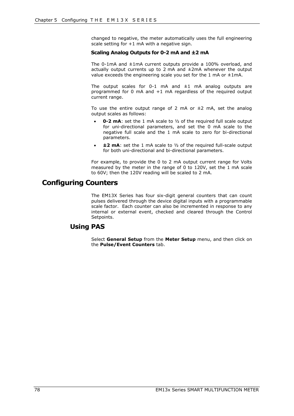 Configuring counters, Using pas | SATEC EM132-133 Manual User Manual | Page 78 / 152
