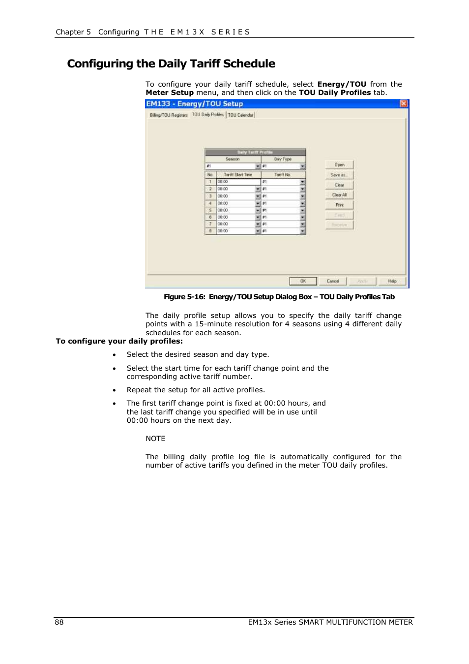 Configuring the daily tariff schedule | SATEC EM132-133 Manual User Manual | Page 88 / 152