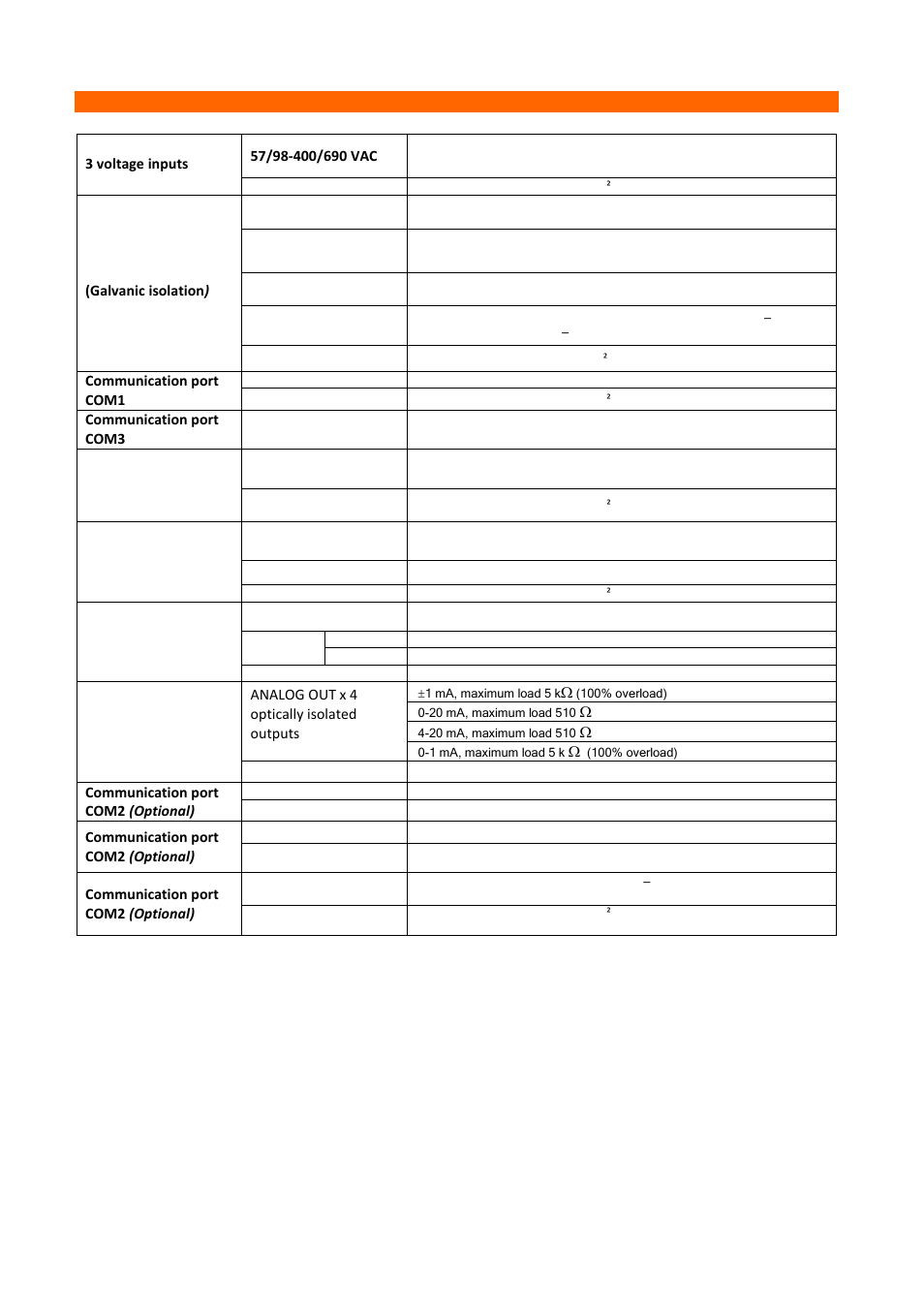 Input and output ratings | SATEC EM132-133 Quick Start User Manual | Page 10 / 10