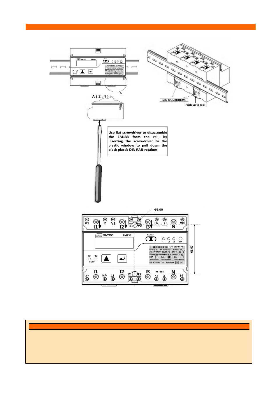 Mechanical installation | SATEC EM132-133 Quick Start User Manual | Page 3 / 10