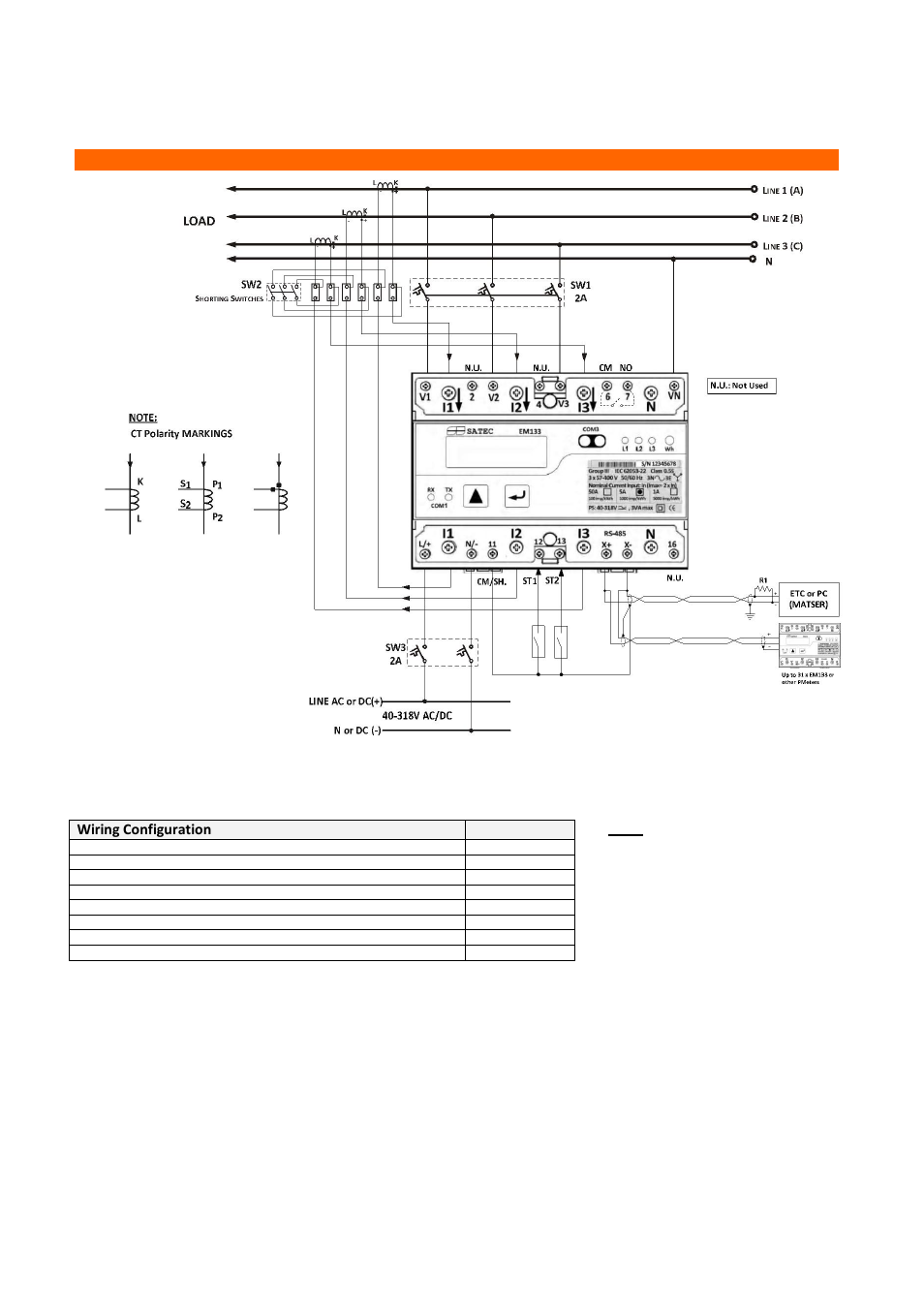 Typical electrical installation | SATEC EM132-133 Quick Start User Manual | Page 4 / 10
