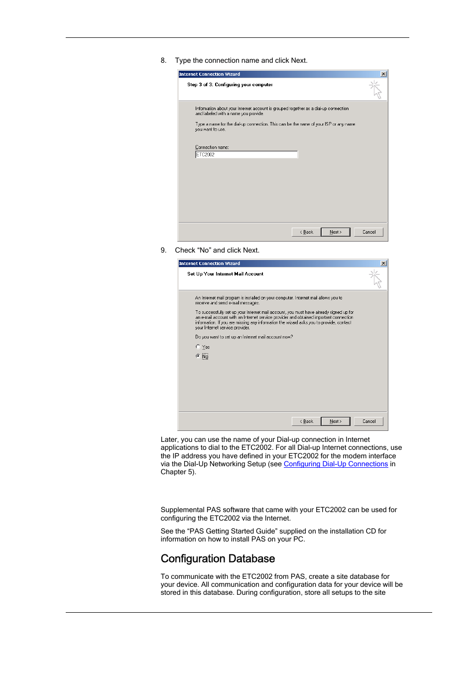 Using pas software, Configuration database | SATEC ETC2002 User Manual | Page 27 / 57