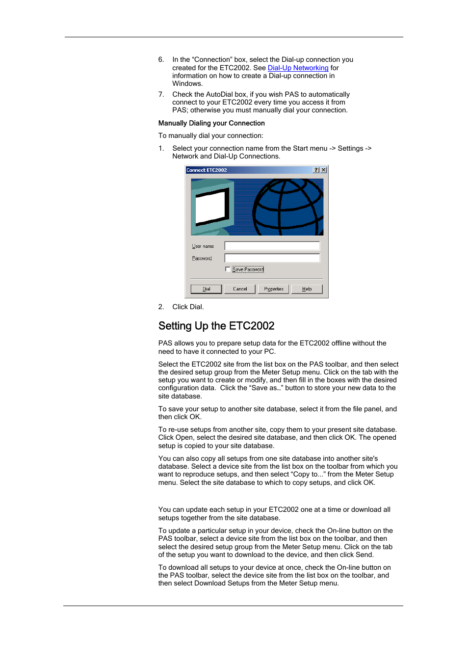Setting up the etc2002, Downloading setup to the etc2002 | SATEC ETC2002 User Manual | Page 30 / 57