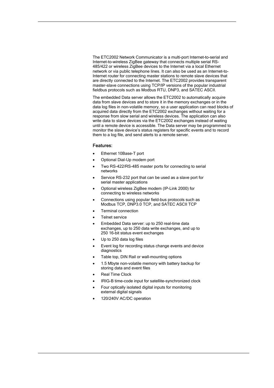 General information, Chapter 1 general information | SATEC ETC2002 User Manual | Page 5 / 57