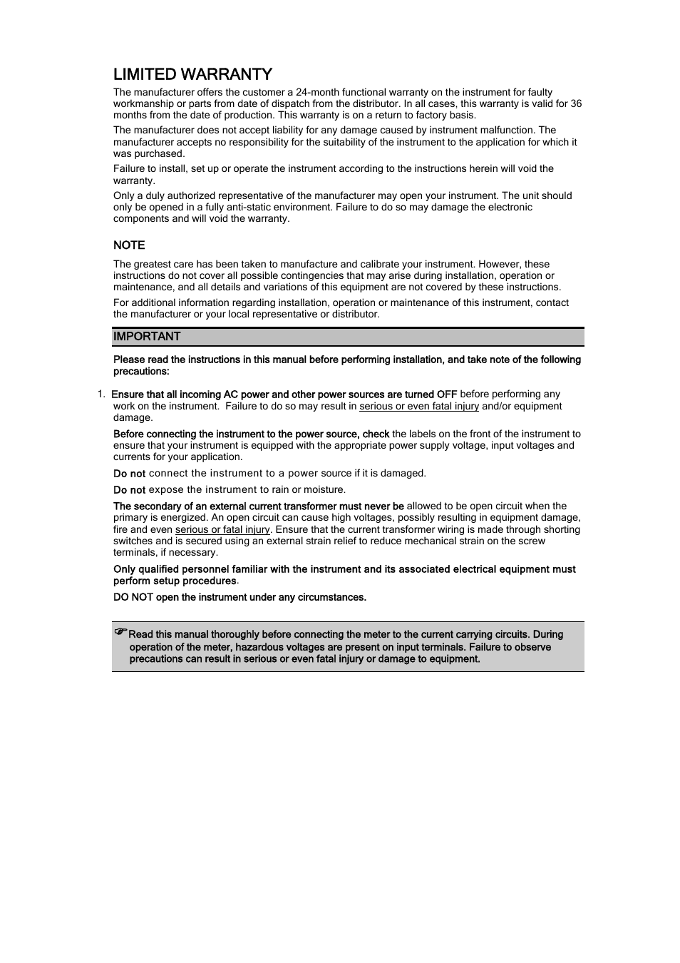 Limited warranty | SATEC EM720 Installation Manual User Manual | Page 2 / 32