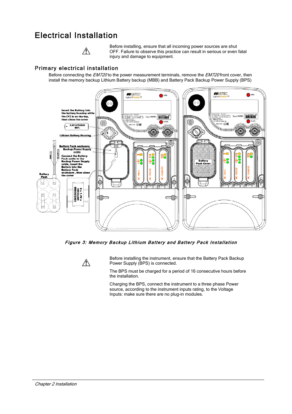 Electrical installation, Primary electrical installation | SATEC EM720 Installation Manual User Manual | Page 9 / 32