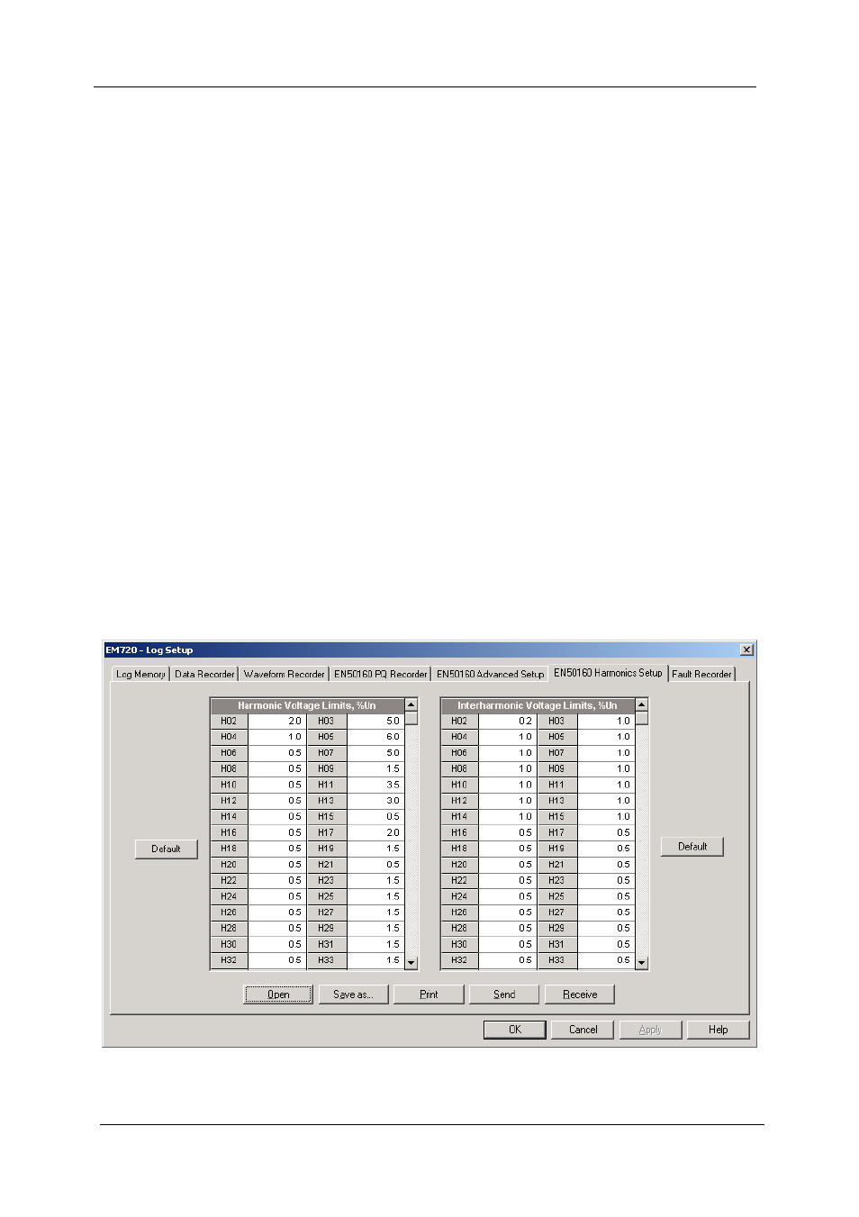 En50160 harmonics limits setup | SATEC EM720 Operation Manual User Manual | Page 117 / 218