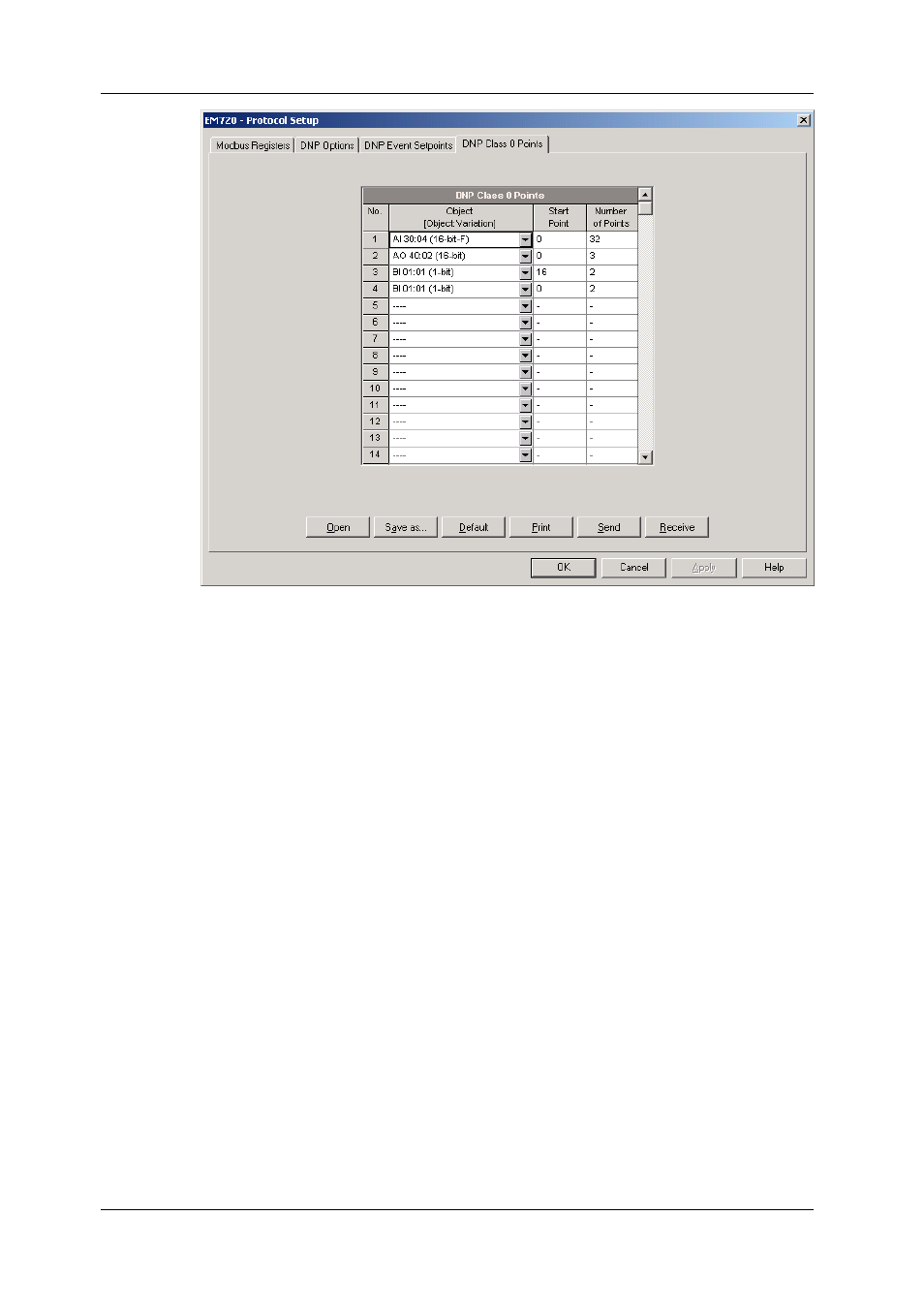 Configuring dnp event classes | SATEC EM720 Operation Manual User Manual | Page 124 / 218