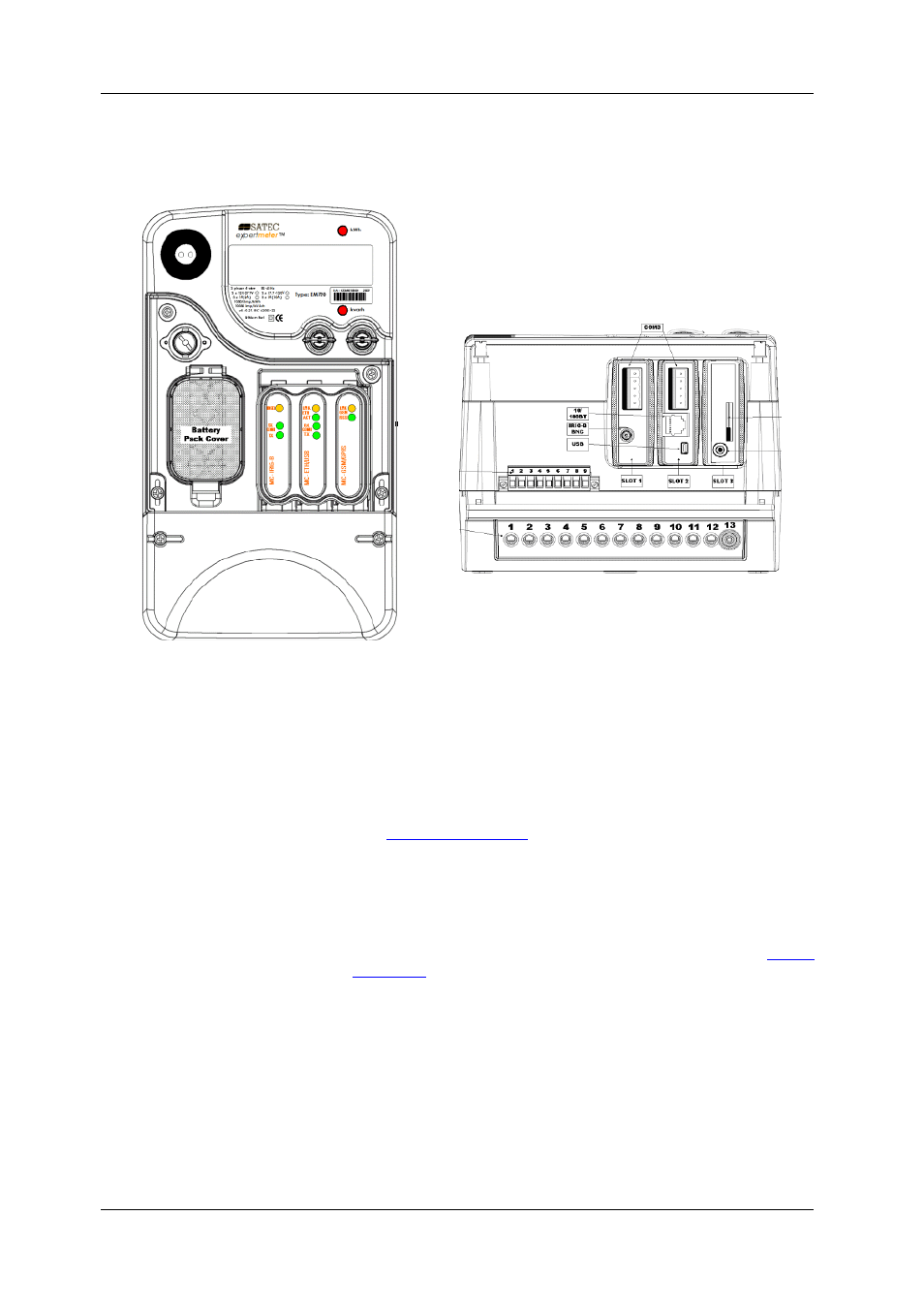 Operating the em720, Controls and indicators, Push buttons | Graphical display indicators, Energy pulse led indicators, Chapter 2, Chapter 2 operating the em720 | SATEC EM720 Operation Manual User Manual | Page 14 / 218
