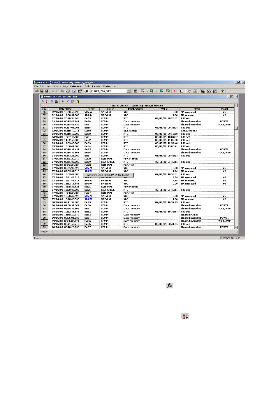 Viewing the event log, Filtering and sorting events | SATEC EM720 Operation Manual User Manual | Page 155 / 218