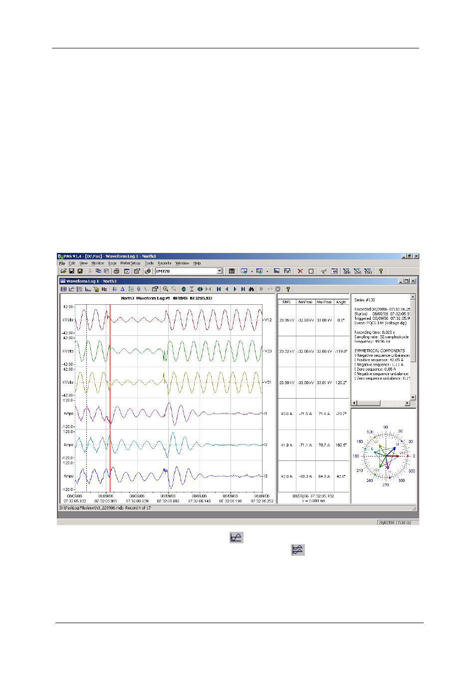 Viewing waveforms, Viewing a waveform graph | SATEC EM720 Operation Manual User Manual | Page 163 / 218