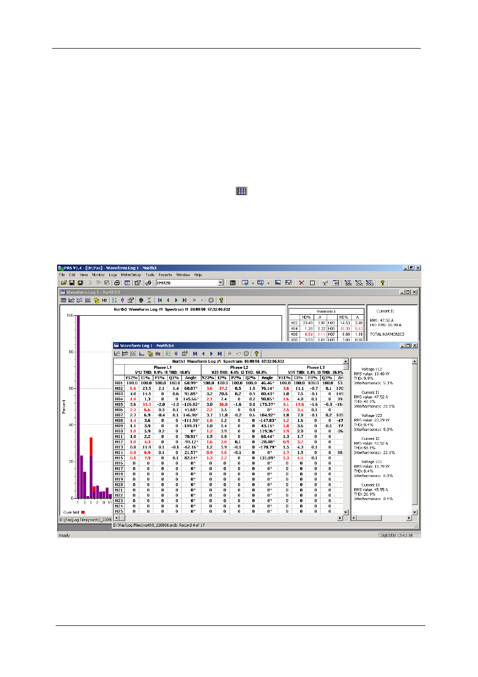 Viewing a spectrum table | SATEC EM720 Operation Manual User Manual | Page 167 / 218