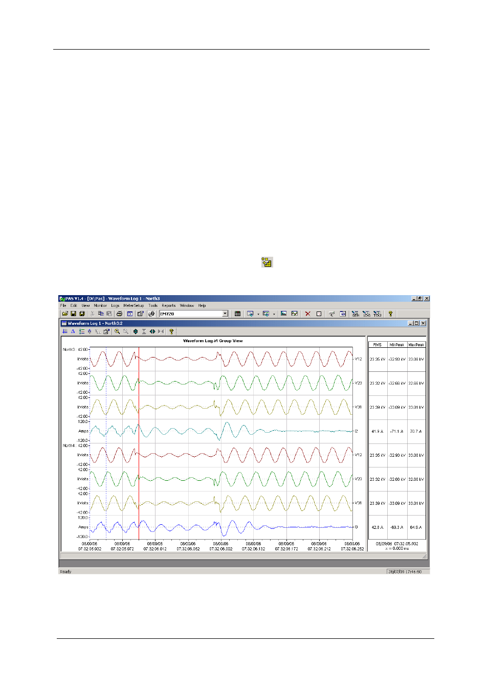 Viewing synchronized waveforms | SATEC EM720 Operation Manual User Manual | Page 169 / 218