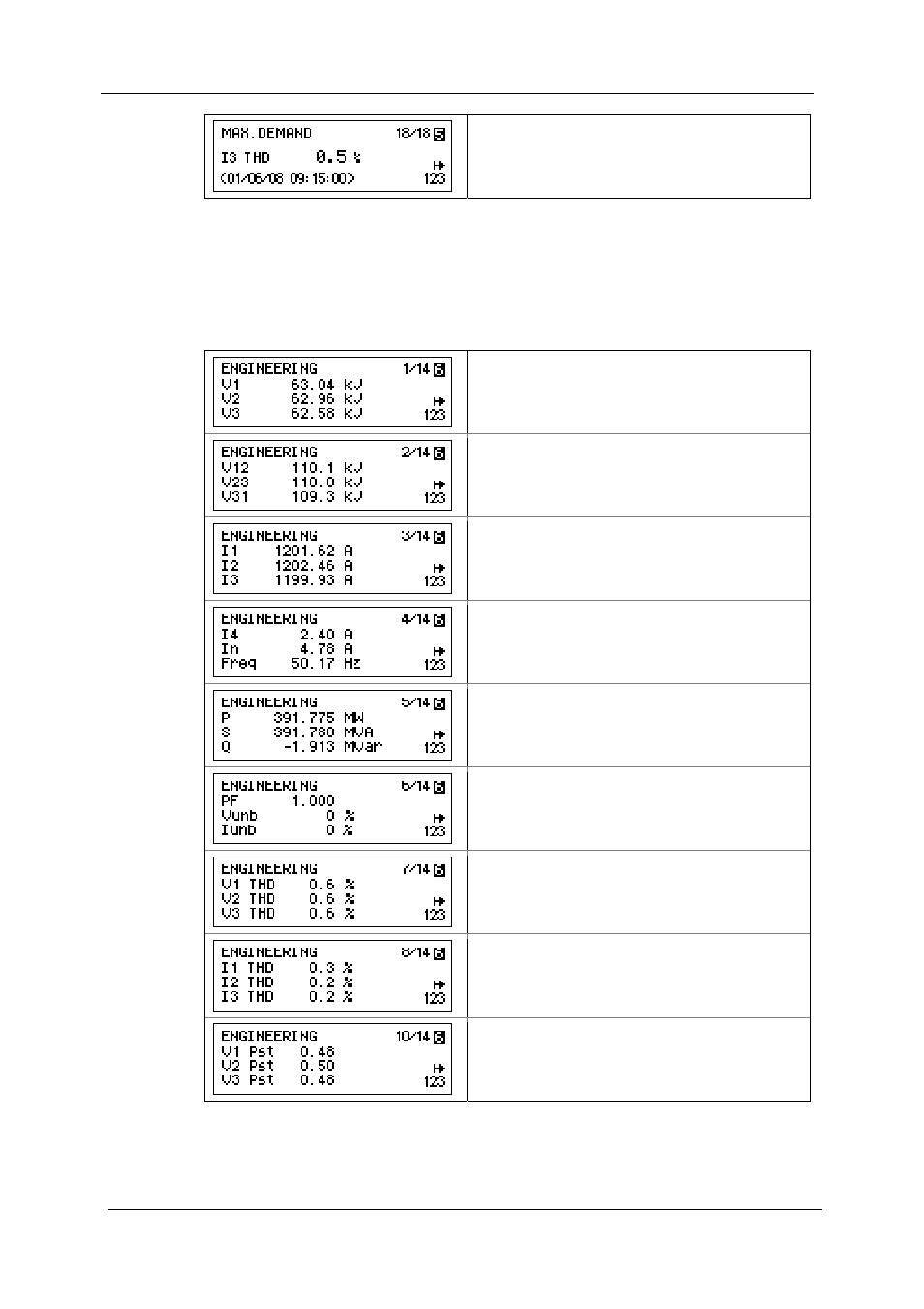 Engineering data display | SATEC EM720 Operation Manual User Manual | Page 41 / 218