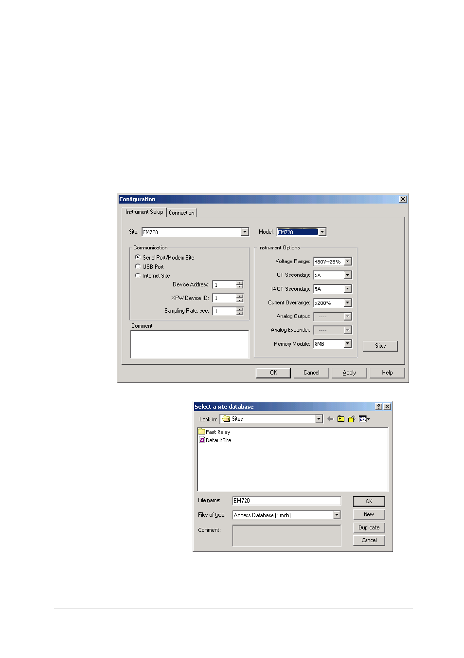 Creating a new site for your meter | SATEC EM720 Operation Manual User Manual | Page 51 / 218