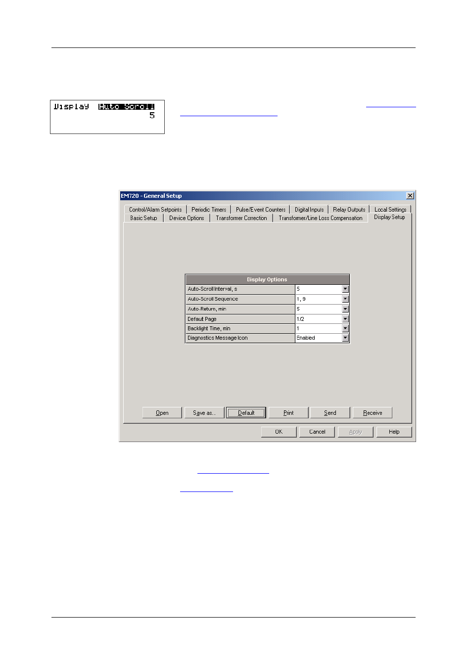 Display setup | SATEC EM720 Operation Manual User Manual | Page 80 / 218