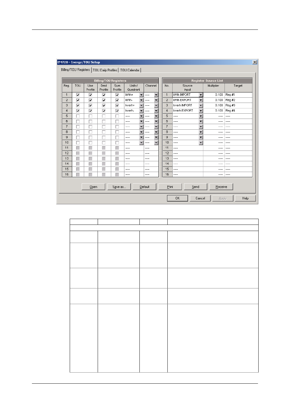 Configuring billing/tariff registers | SATEC EM720 Operation Manual User Manual | Page 94 / 218