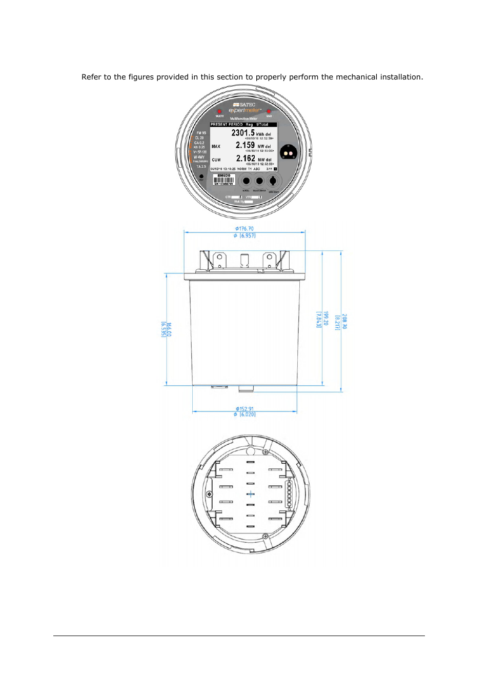 Mechanical installation, Figure 2: em920 - form 9s dimensions | SATEC EM920 Installation Manual User Manual | Page 11 / 37
