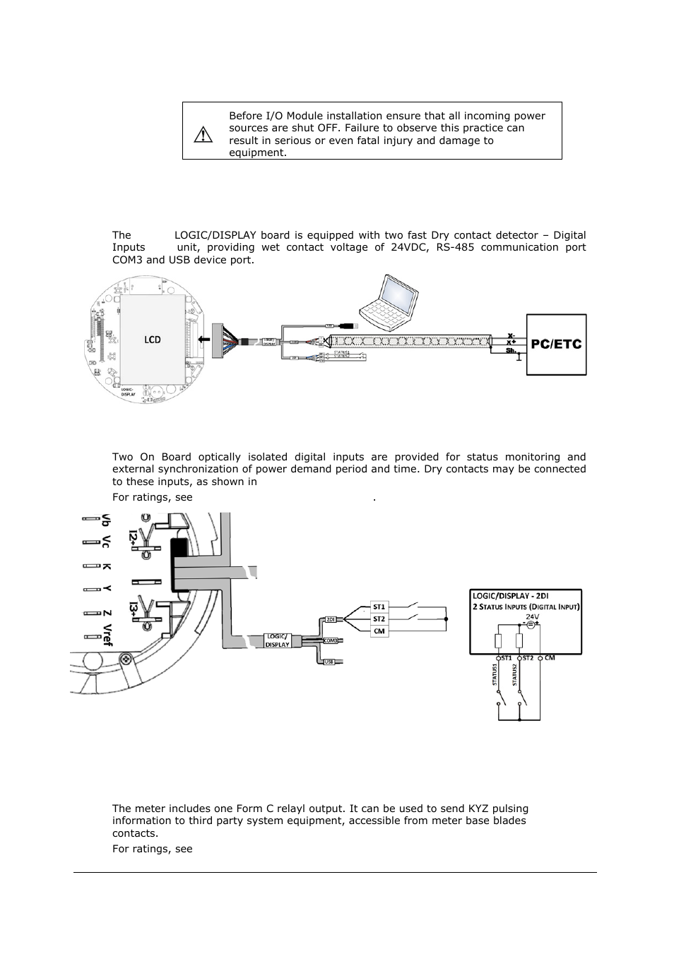 Input / output ports options, On board i/o ports | SATEC EM920 Installation Manual User Manual | Page 18 / 37