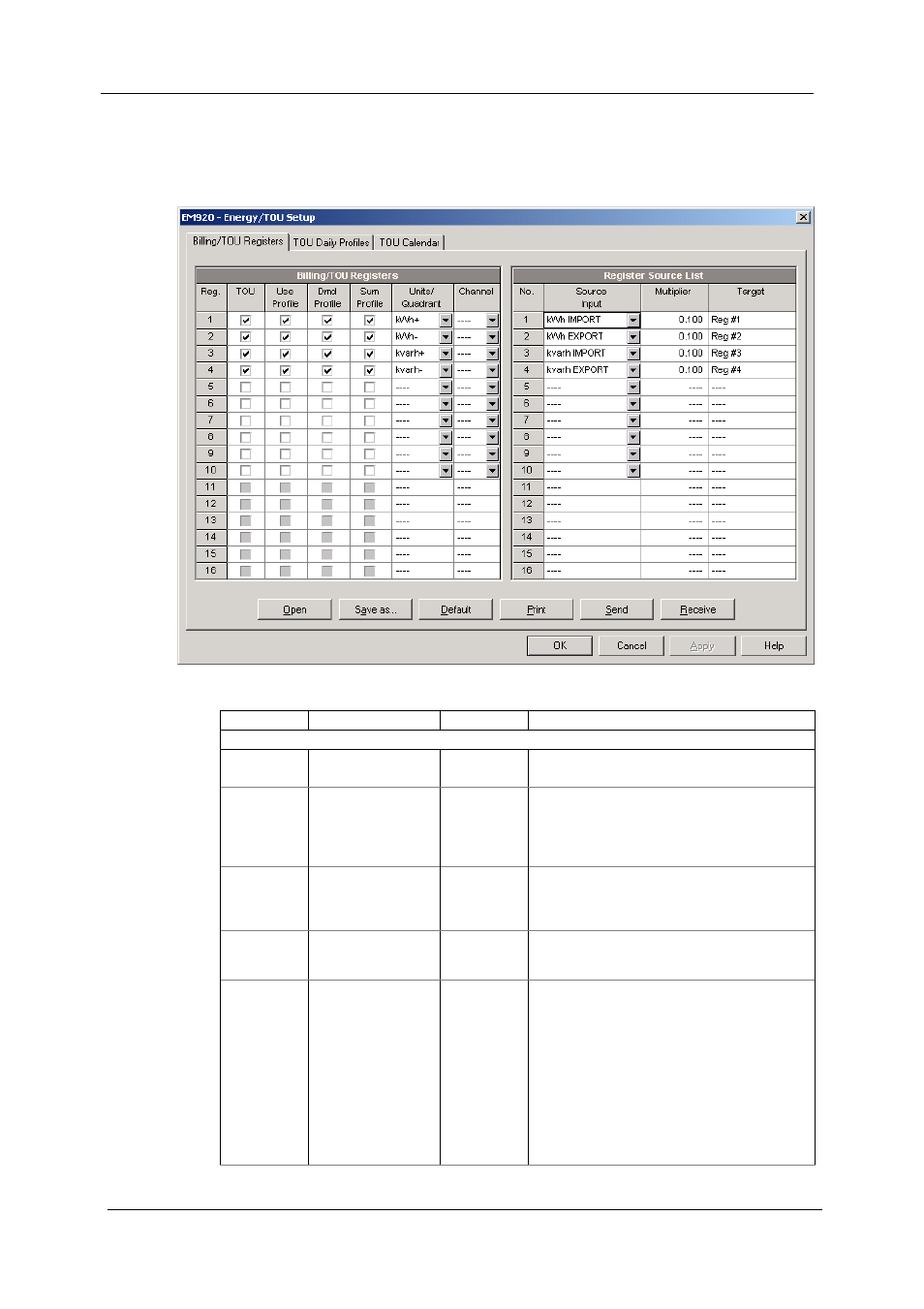 Configuring billing/tariff registers | SATEC EM920 Operation Manual User Manual | Page 101 / 225