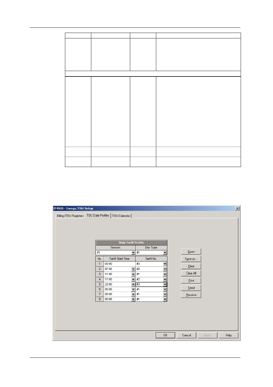 Configuring the daily tariff schedule, Configuring the, Daily tariff schedule | In chapter 5) | SATEC EM920 Operation Manual User Manual | Page 102 / 225