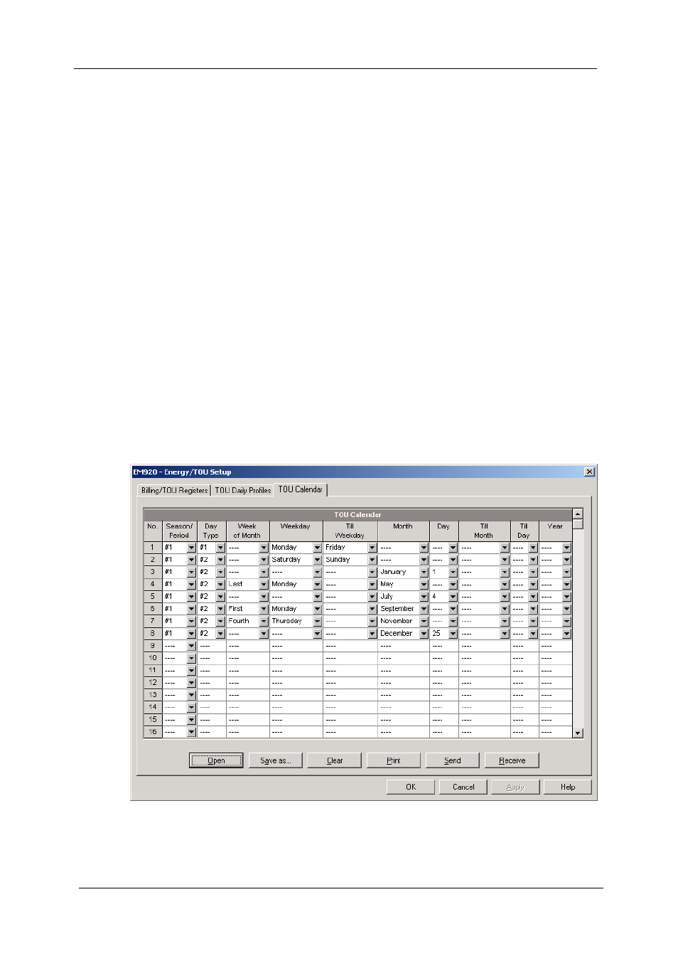 Configuring the season tariff and dst schedule | SATEC EM920 Operation Manual User Manual | Page 103 / 225