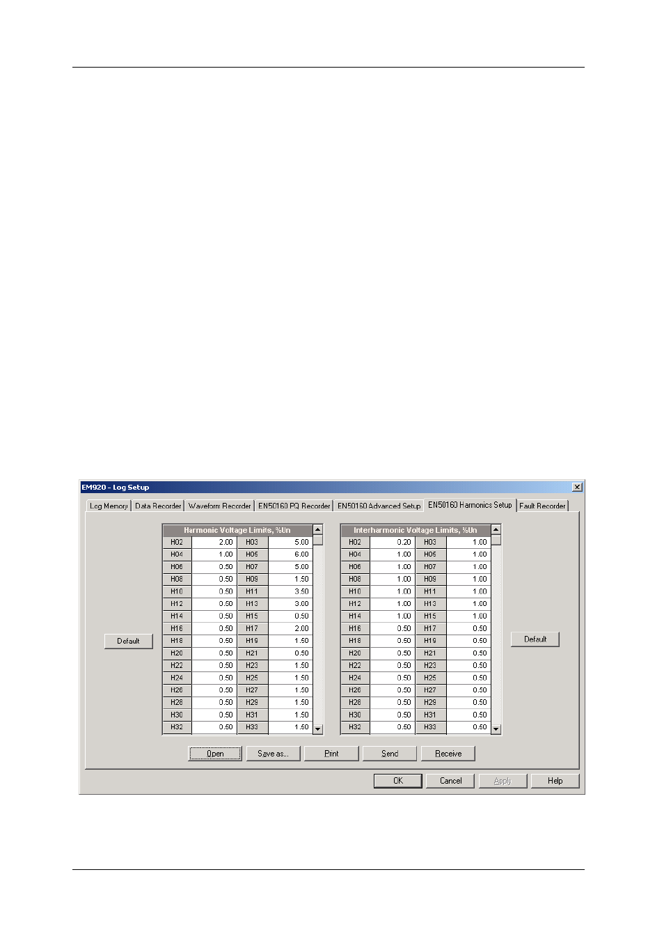 En50160 harmonics limits setup | SATEC EM920 Operation Manual User Manual | Page 124 / 225