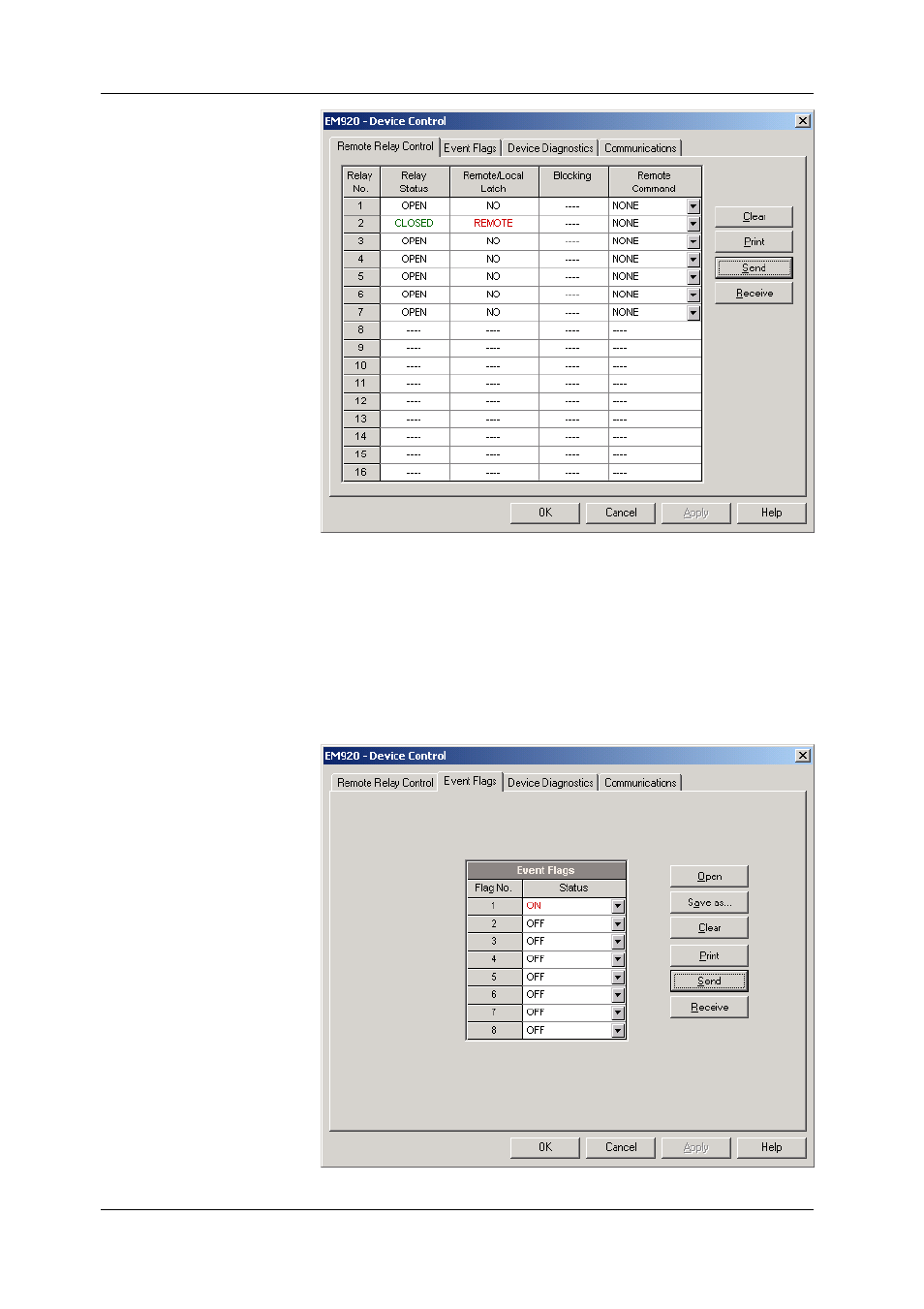Operating event flags, Device event flags | SATEC EM920 Operation Manual User Manual | Page 142 / 225