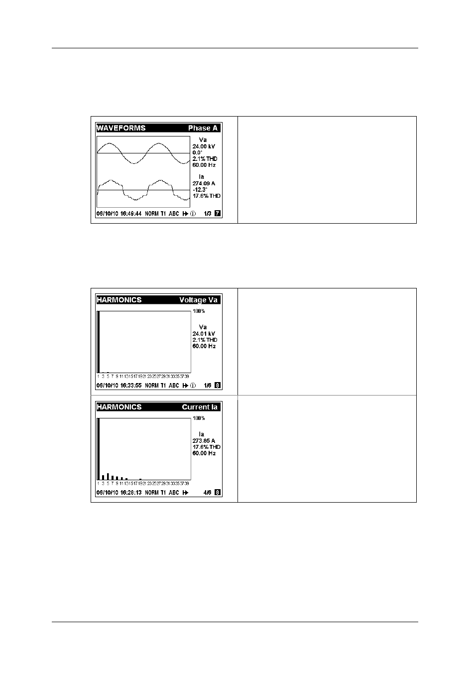 Waveform display, Harmonics display | SATEC EM920 Operation Manual User Manual | Page 44 / 225