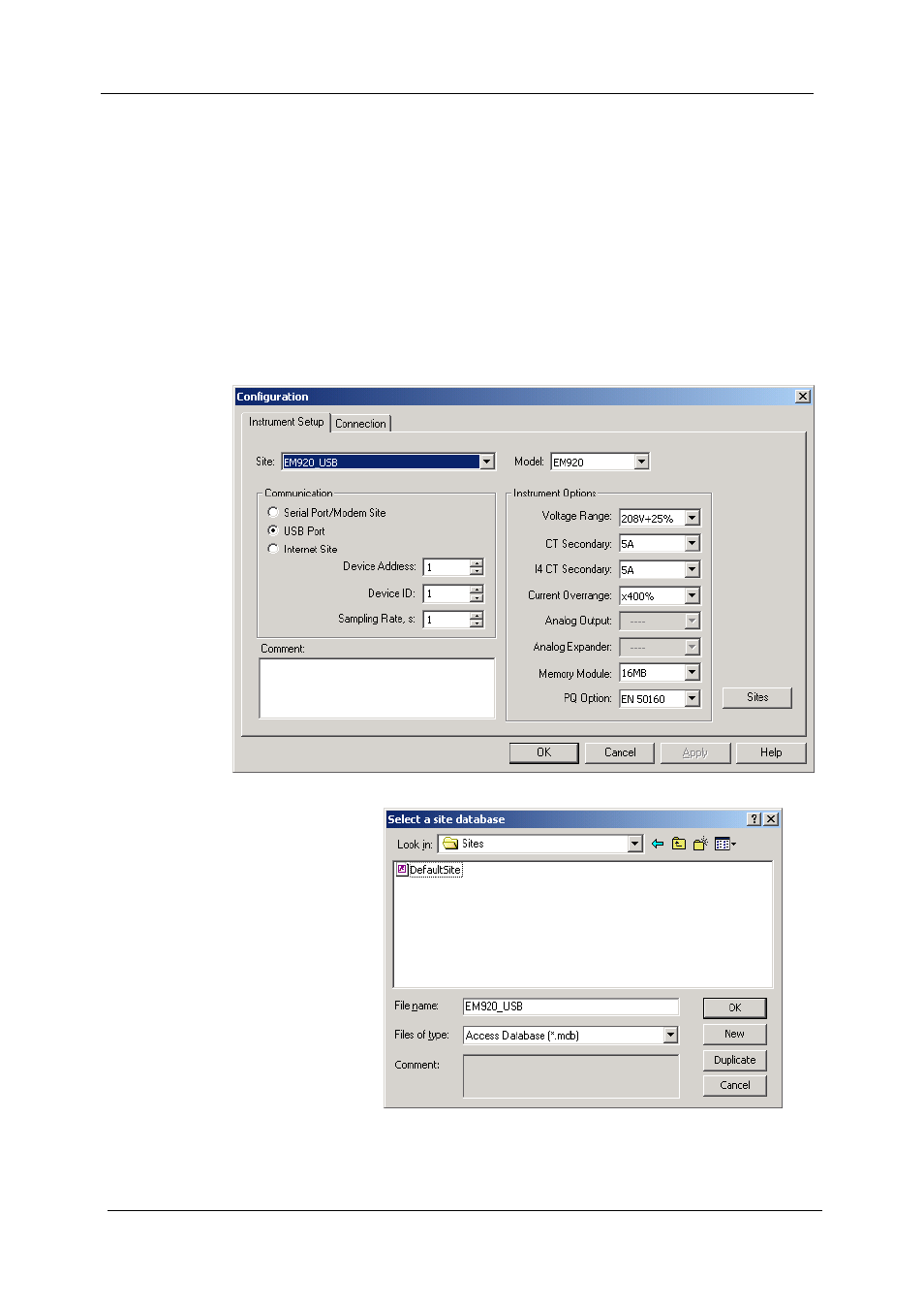 Creating a new site for your meter | SATEC EM920 Operation Manual User Manual | Page 55 / 225