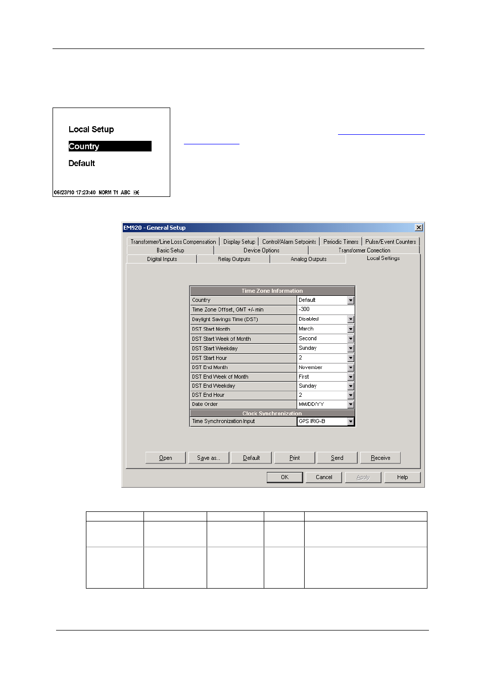 Local settings, Local, Settings | In chapter 5) and provide 1pps or 1ppm, Setup | SATEC EM920 Operation Manual User Manual | Page 81 / 225