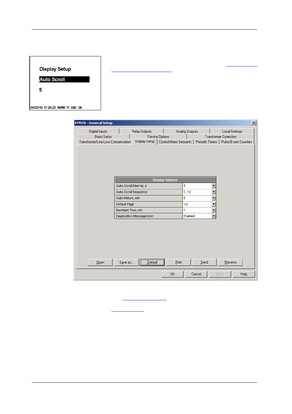 Display setup | SATEC EM920 Operation Manual User Manual | Page 84 / 225