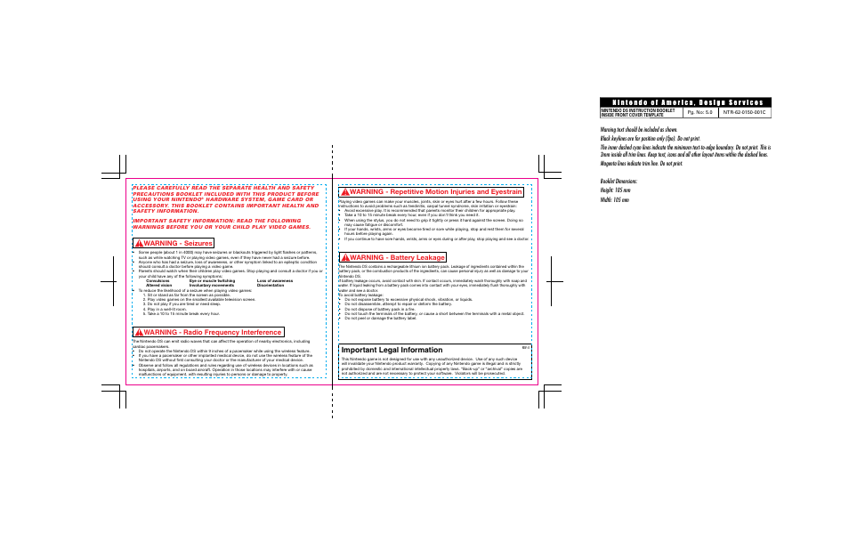 Important legal information, Warning - repetitive motion injuries and eyestrain, Warning - seizures | Disney Interactive Studios Cory In The House for Nintendo DS User Manual | Page 2 / 9