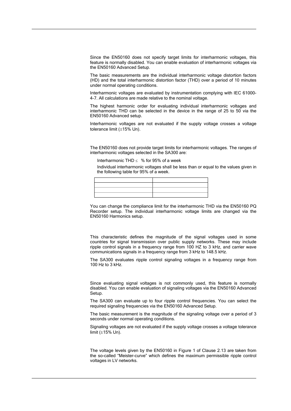 Interharmonic voltage, Method of evaluation, Target values | Mains signaling voltage | SATEC SA300 ezPAC Operation Manual User Manual | Page 102 / 182