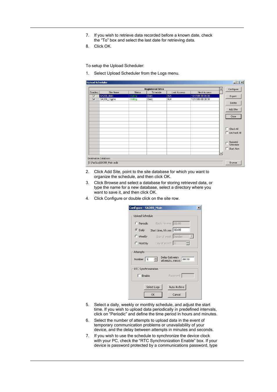 Using the upload scheduler, Chapter 13 retrieving recorded files, Uploading files on demand | SATEC SA300 ezPAC Operation Manual User Manual | Page 130 / 182