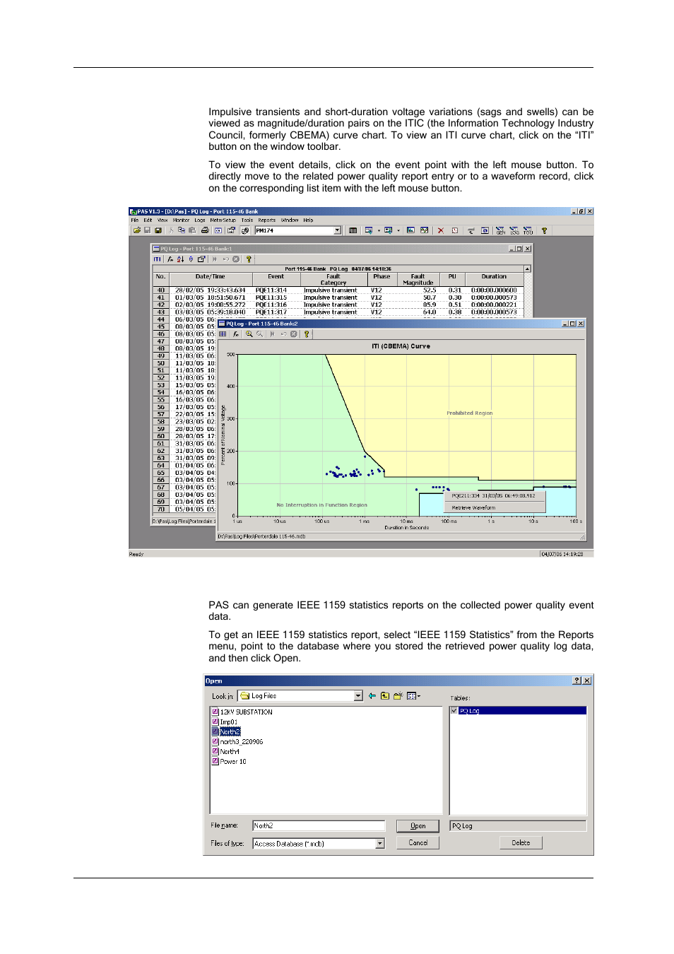 Viewing the iti (cbema) curve, Viewing the ieee 1159 statistics report | SATEC SA300 ezPAC Operation Manual User Manual | Page 138 / 182