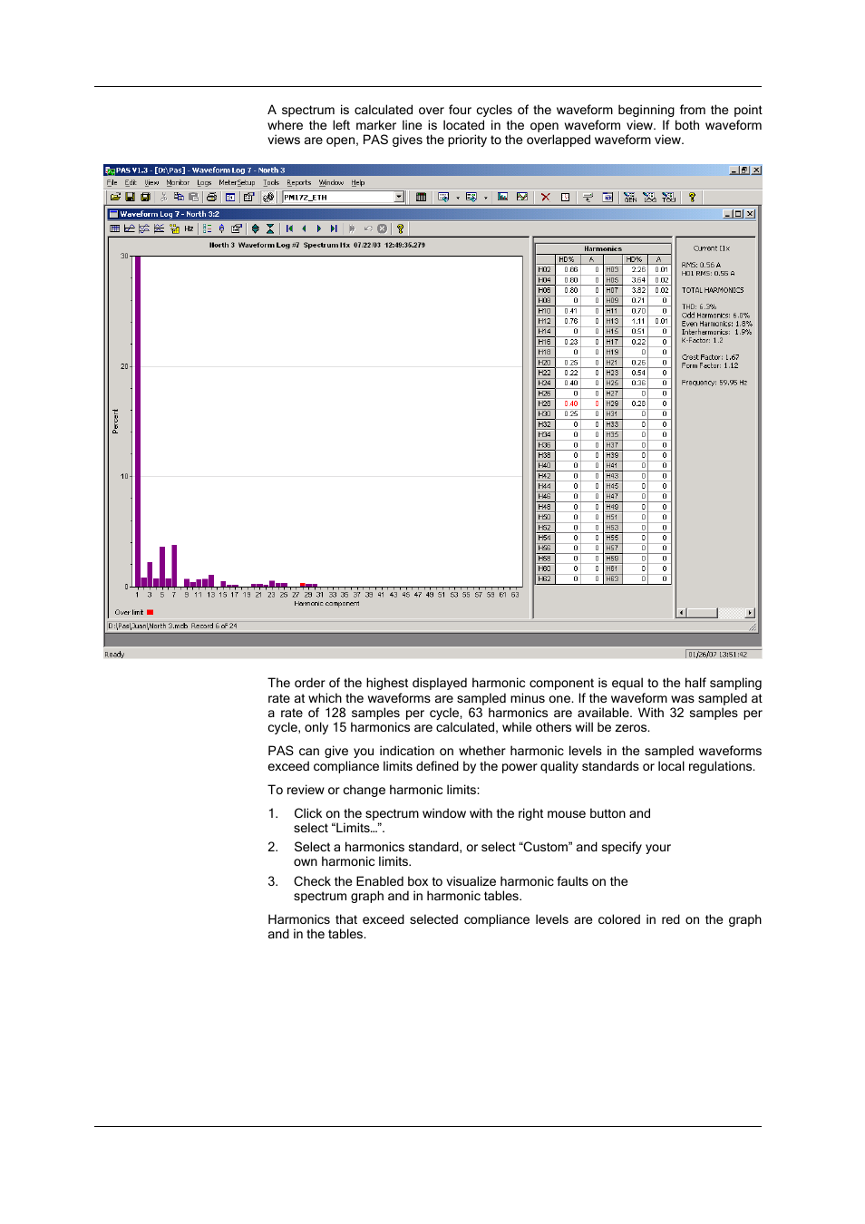Viewing an rms plot, Viewing a frequency plot, Viewing a spectrum chart | SATEC SA300 ezPAC Operation Manual User Manual | Page 148 / 182