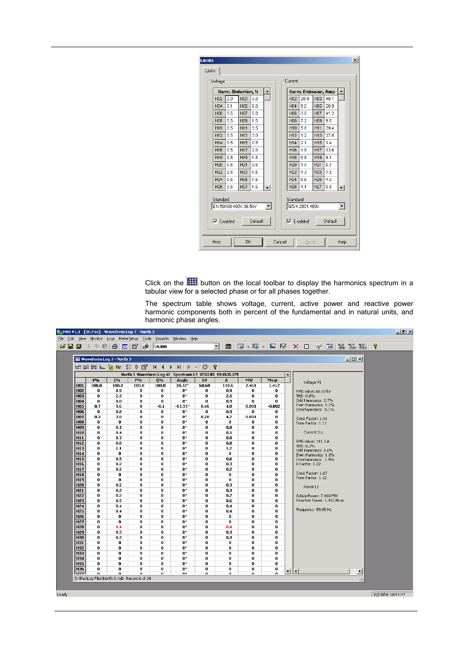Viewing a spectrum table | SATEC SA300 ezPAC Operation Manual User Manual | Page 149 / 182