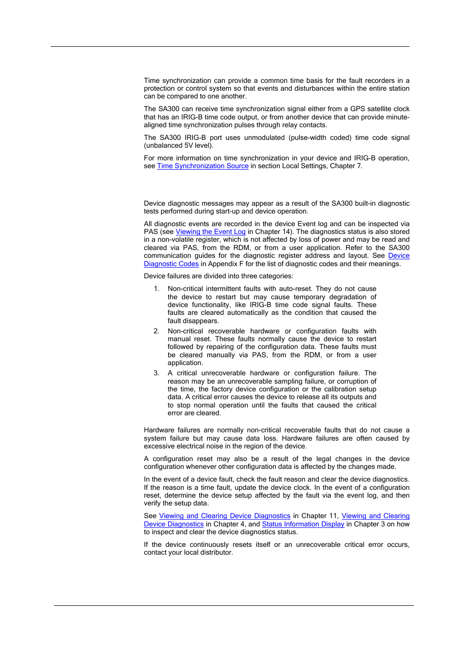 Time synchronization, Device diagnostics | SATEC SA300 ezPAC Operation Manual User Manual | Page 25 / 182